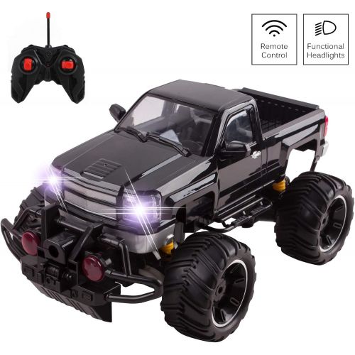  Vokodo Big Wheel Beast RC Monster Truck Remote Control Doors Opening Car Light Up Headlights Ready to Run INCLUDES RECHARGEABLE BATTERY 1:14 Size Off-Road Toy (Black)