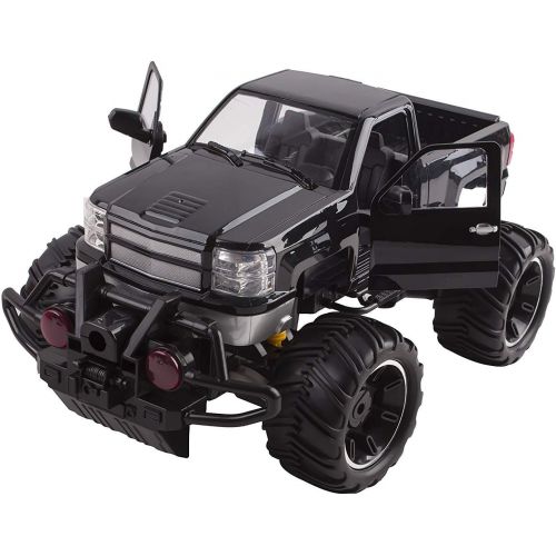  Vokodo Big Wheel Beast RC Monster Truck Remote Control Doors Opening Car Light Up Headlights Ready to Run INCLUDES RECHARGEABLE BATTERY 1:14 Size Off-Road Toy (Black)