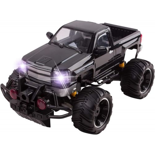  Vokodo Big Wheel Beast RC Monster Truck Remote Control Doors Opening Car Light Up Headlights Ready to Run INCLUDES RECHARGEABLE BATTERY 1:14 Size Off-Road Toy (Black)