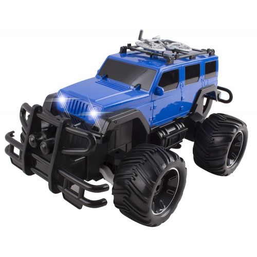  Vokodo RC Truck Jeep Big Wheel Monster Remote Control Car with LED Headlights Ready to Run Includes Rechargeable Battery 1:16 Size Off-Road Beast Buggy Toy