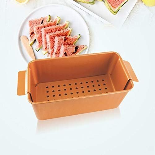  [아마존베스트]Volar Non-Stick Meatloaf Pan 2-Piece Healthy Meatloaf Set Copper Coating With Removable Tray Drains