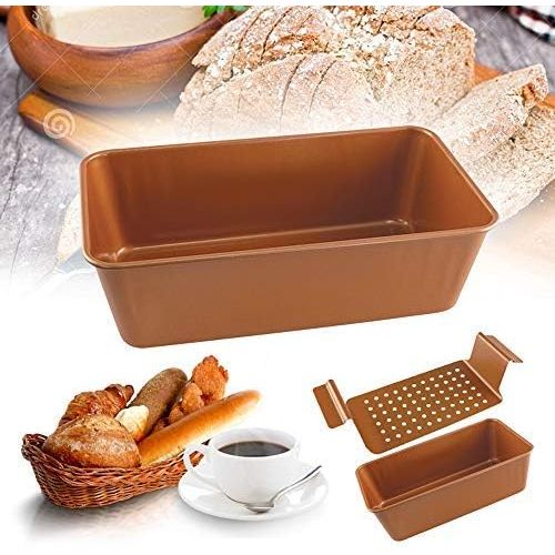  [아마존베스트]Volar Non-Stick Meatloaf Pan 2-Piece Healthy Meatloaf Set Copper Coating With Removable Tray Drains