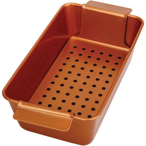  [아마존베스트]Volar Non-Stick Meatloaf Pan 2-Piece Healthy Meatloaf Set Copper Coating With Removable Tray Drains