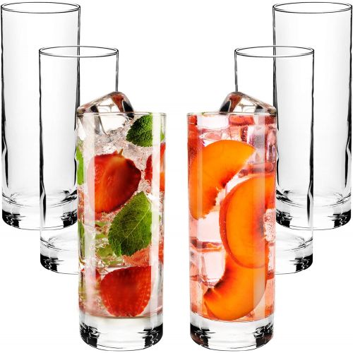  [아마존베스트]Volarium Highball Glasses with Heavy Base, Clear Drinking Glasses Set for Water, Juice, Cocktails, Wine, Beer, and Whiskey, 12 1/4 Ounce, Set of 6