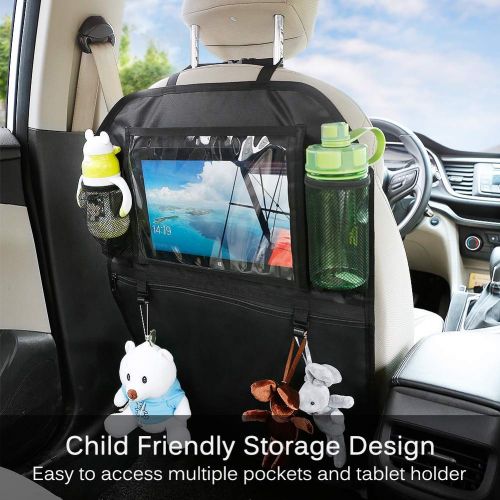  Volcanics Car Seat Protector for Leather and Rear Back Seat Organizer with Tablet Holder,Carseat Seat Protectors Under Car Seat and Kick Mat