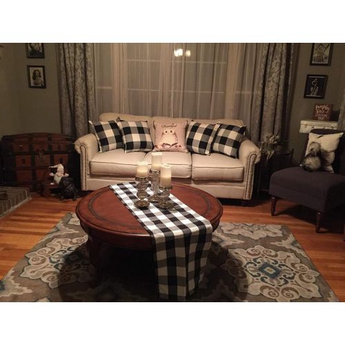  [아마존 핫딜] Volcanics Buffalo Check Plaid Throw Pillow Covers Set of 4 Farmhouse Decorative Square Pillow Cover Case Cushion Pillowcase 20x20 Inches for Home Decor Sofa Bedroom Car