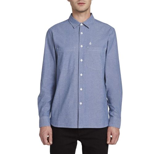  Volcom Mens Pedro Blues Button Up Long Sleeve Shirt