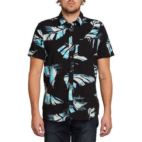  Volcom Mens Resin Leaf Short Sleeve Button Up Shirt