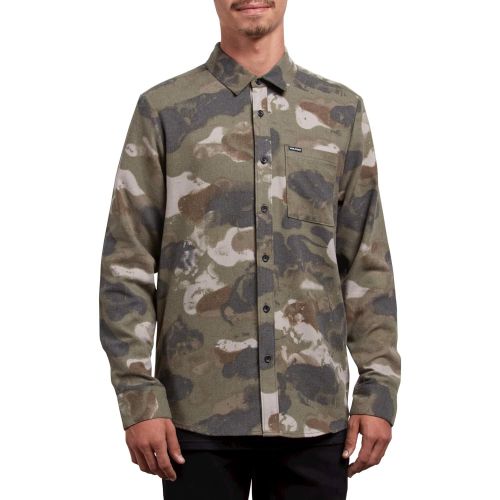  Volcom Mens Dragstone Modern Fit Woven Button Up Camo Short Sleeve Shirt