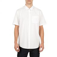 Volcom Mens Everett Solid Cotton Woven Short Sleeve Shirt
