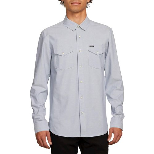  Volcom Mens Hayes Long Sleeve Woven Button Up Shirt