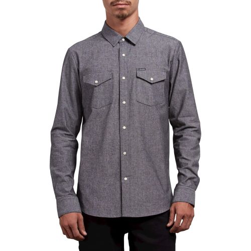  Volcom Mens Hayes Long Sleeve Modern Fit Woven Button Up Shirt