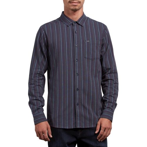  Volcom Mens Toner Modern Striped Long Sleeve Shirt