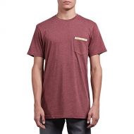 Volcom Mens Mezo Modern Fit Short Sleeve Pocket Tee, Crimson, Small