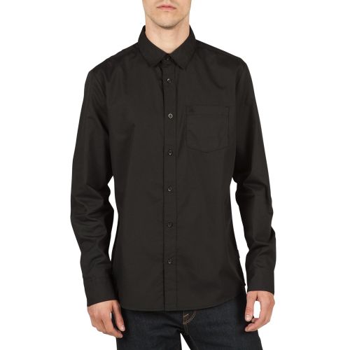  Volcom Mens Everett Solid Cotton Woven Long Sleeve Shirt