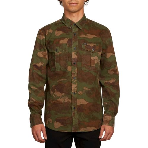  Volcom Mens Hucker Long Sleeve Camo Button Up Shirt