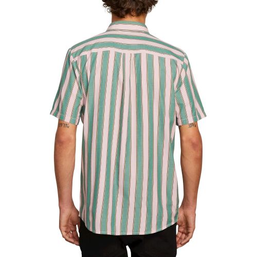  Volcom Mens Thebold Stripe Button Up Short Sleeve Shirt