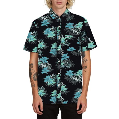  Volcom Mens Wave Fayer Hawaiian Short Sleeve Shirt