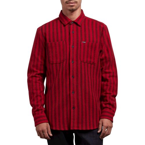  Volcom Mens Shader Modern Fit Woven Long Sleeve Button Up Shirt