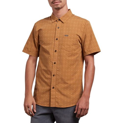  Volcom Mens Frequency Dot Modern Fit Woven Button Up Short Sleeve Shirt