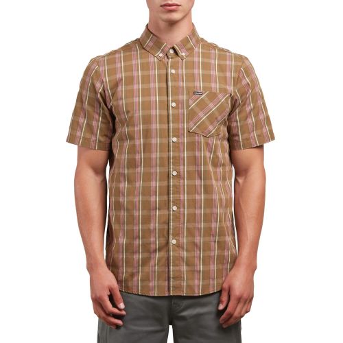  Volcom Mens Melvin Short Sleeve Plaid Button Up Shirt