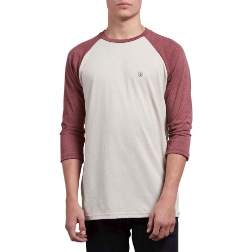  Volcom Mens Solid Heather 3/4 Sleeve Raglan Shirt