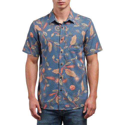  Volcom Mens Broha Short Sleeve Button Up Hawaiian Shirt