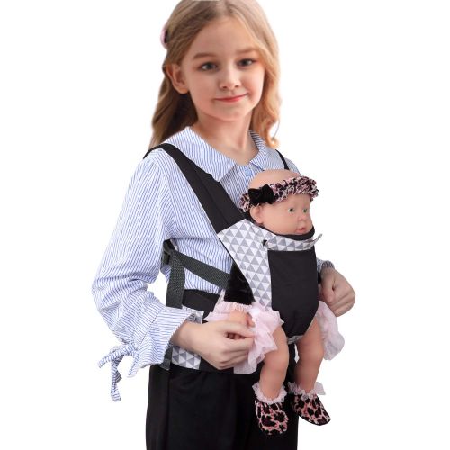  Vollence Baby Doll Carrier Front and Back Backpack Doll Carrier for 14 to 25 inch Dolls - Black