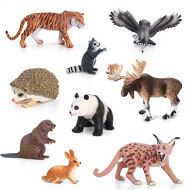 Volnau Animal Figurines Toys Set 9PCS Eurasia Animal Figures Zoo Pack for Toddlers Kids Christmas Birthday Gift Preschool Educational Tiger Panda Jungle Rain Forest Animals