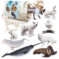 Sea Creature Toys VOLNAU 9PCS Arctic Circle Ocean Sea Animal Figurines for Toddlers Kids Christmas Birthday Gift Plastic Fish Toys Figures Preschool Pack and Bath Sets Polar Bear