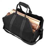 voloki Multi Function Carrier Bag:Log Carrier Tote Bag:Double Layer Canvas,19 x 11x 13 in Firewood Holder,Fireplace Wood Stove Accessories Wood Cradles,Black