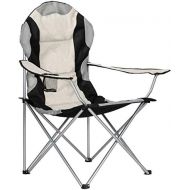Volowoo Heavy Duty Camping Chairs,Portable Folding Oversized Camping Chair with 1 Cup Holder for Indoor or Outdoor,Support 330 LBS Weight Capacity for Beach Patio Pool Park (Grey&Black)