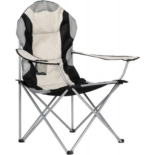  Volowoo Heavy Duty Camping Chairs,Portable Folding Oversized Camping Chair with 1 Cup Holder for Indoor or Outdoor,Support 330 LBS Weight Capacity for Beach Patio Pool Park (Grey&Black)