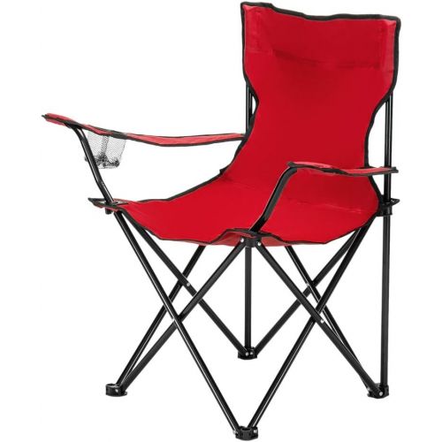  Volowoo Camp Chair,Portable Folding Chair with Arm Rest Cup Holder and Carrying and Storage Bag (Red, (19.69 x 19.69 x 31.50))