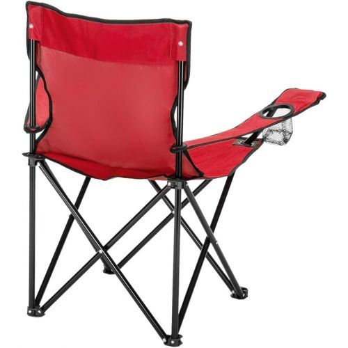  Volowoo Camp Chair,Portable Folding Chair with Arm Rest Cup Holder and Carrying and Storage Bag (Red, (19.69 x 19.69 x 31.50))