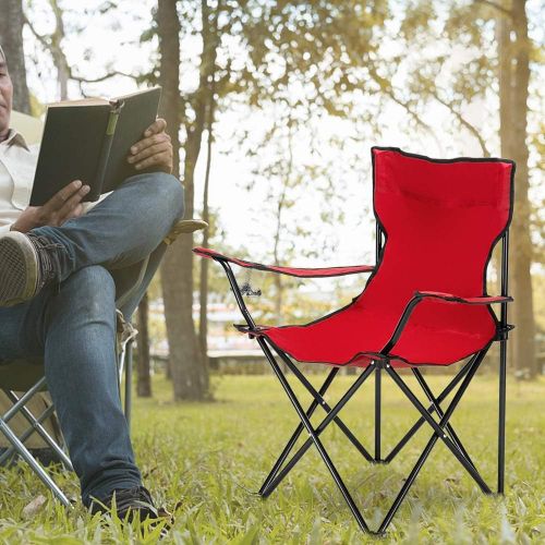  Volowoo Camp Chair for Garden Outdoor,Hiking Travel Chair Portable Folding Chair with Arm Rest,Cup Holder and Carrying and Storage Bag