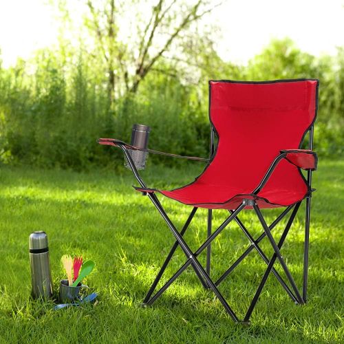  Volowoo Camp Chair for Garden Outdoor,Hiking Travel Chair Portable Folding Chair with Arm Rest,Cup Holder and Carrying and Storage Bag