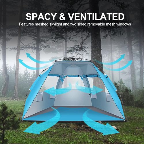  Volowoo Camping Tent, Easy Set Up Family Tent,Waterproof and Windproof Beach Tent, Make Your Camping Trip Comfortable and Enjoyable