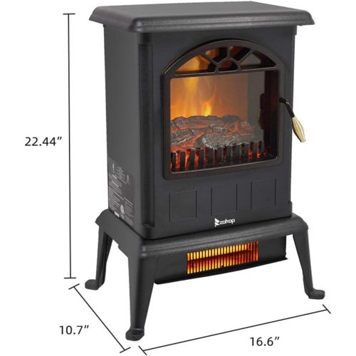  Volowoo Portable Electric Infrared Quartz Stove Heater, 1500w Infrared Heater / Electric Fireplace / Electric Fireplace Stove for Indoor Use,Black