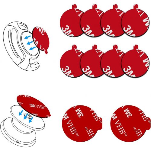  [아마존베스트]10 Pack 3M Sticky Adhesive Replacement Compatible with Socket Mount Base, VOLPORT VHB Sticker Pads for Car Magnetic Phone Holder and 2pcs Double Sided Tape for Collapsible Grip & S