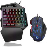 [아마존베스트]Volwco Mechanical Gaming Keyboard Einhand Gaming Tastatur 35 Schluessel LED RGB Hintergrundbeleuchtung Schnell Responsive Mini Gaming Keypad Mit Gaming Mouse Fuer Xbox One / PS4 / PC