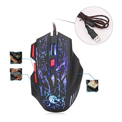  [아마존베스트]Volwco Mechanical Gaming Keyboard Einhand Gaming Tastatur 35 Schluessel LED RGB Hintergrundbeleuchtung Schnell Responsive Mini Gaming Keypad Mit Gaming Mouse Fuer Xbox One / PS4 / PC