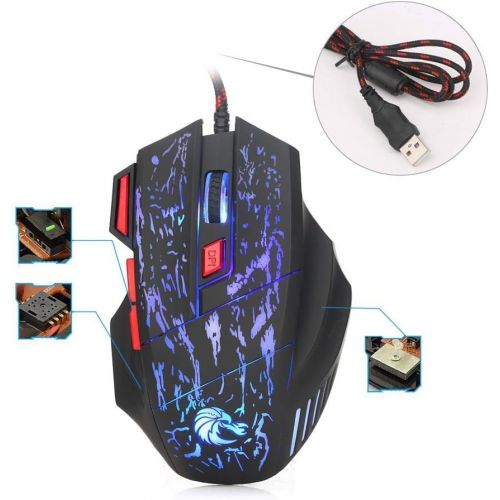  [아마존베스트]Volwco Mechanical Gaming Keyboard Einhand Gaming Tastatur 35 Schluessel LED RGB Hintergrundbeleuchtung Schnell Responsive Mini Gaming Keypad Mit Gaming Mouse Fuer Xbox One / PS4 / PC