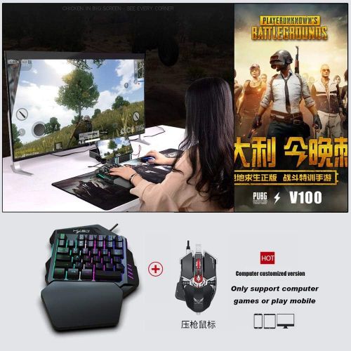  [아마존베스트]Volwco Mechanical Gaming Keyboard Einhand Gaming Tastatur 35 Schluessel LED RGB Hintergrundbeleuchtung Schnell Responsive Mini Gaming Keypad Mit Gaming Mouse Fuer Xbox One / PS4 / PC