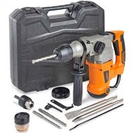 VonHaus 1-3/16” SDS-Plus Heavy Duty Rotary Hammer Drill 10 Amp - Vibration Control, 3 Functions - With Drill Demolition Kit, Grease, Chisels, Drill Bits and Case ? Suitable for Con