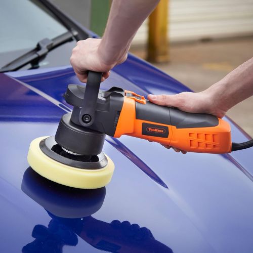  VonHaus 6 Dual Action Buffer Polisher Machine with 6 Variable Speeds, Random Orbit and 4 Pads for Polishing, Wash Mitt, Microfiber Cloth and Carrying Bag - Ideal for Cars, Boats an