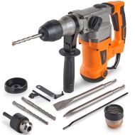 VonHaus 10 Amp Electric Rotary Hammer Drill with Vibration Control, 3 Drill Functions and Adjustable Handle - Includes SDS Plus Drill Demolition Kit, Flat and Point Chisels with Ca
