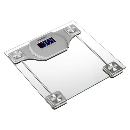  VonHaus Digital Bathroom Scale - Glass/Silver Body Weight Scales with Large LCD Display - 400 pounds /...