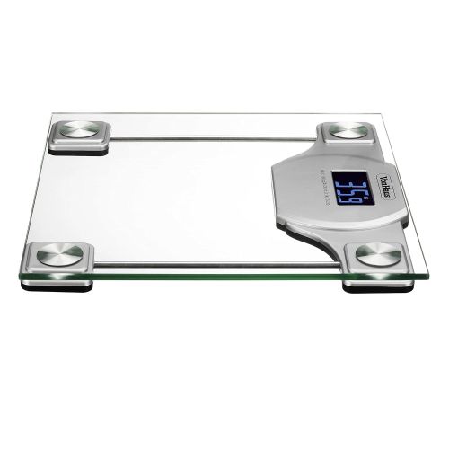  VonHaus Digital Bathroom Scale - Glass/Silver Body Weight Scales with Large LCD Display - 400 pounds /...