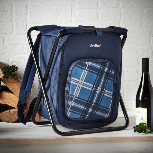  VonShef 2 in 1 Blue Picnic/Outdoor Activity Backpack & Stool